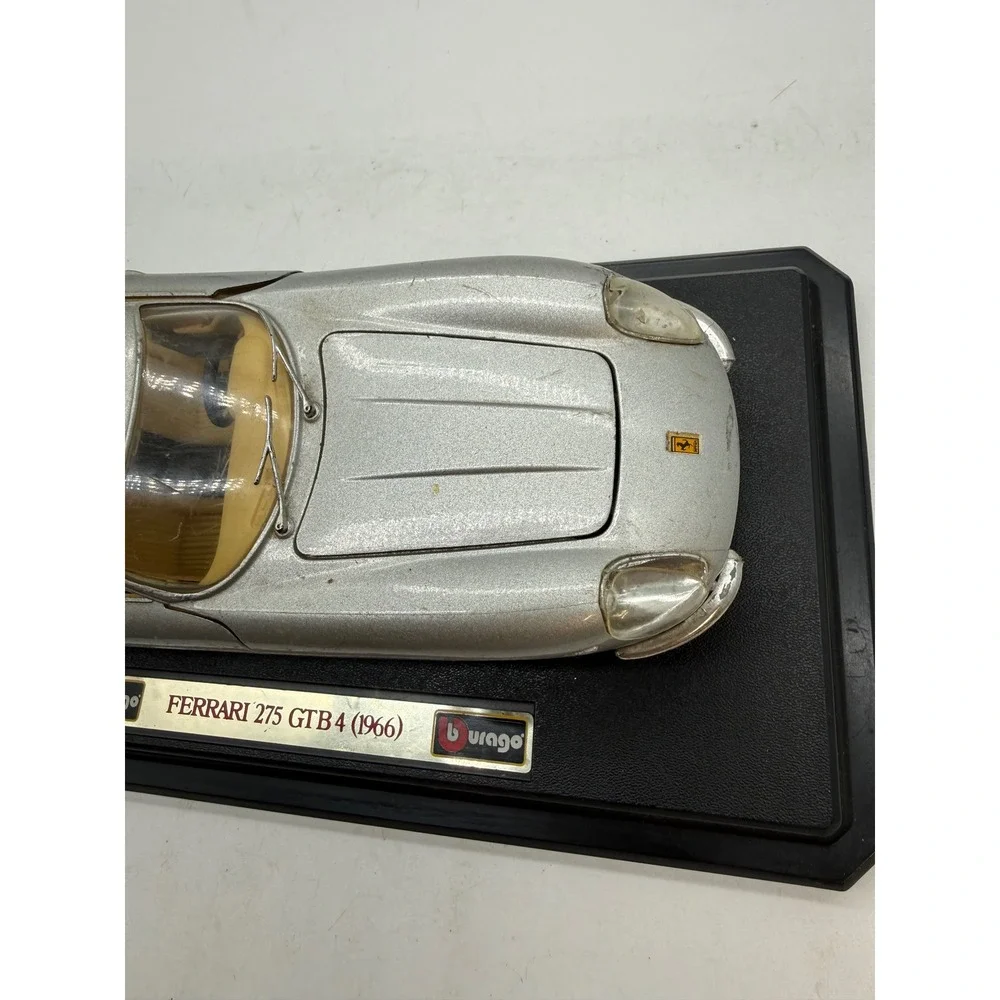 Bburago Ferrari 275 GTB 4 1966 Silver Diecast 1/24 Scale Model Car Italy Base